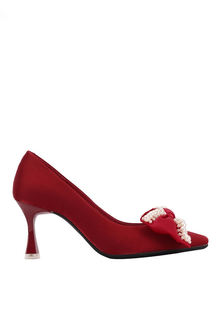 VANSA Faux Pearl Bow High Heel Pumps VSW-H16638