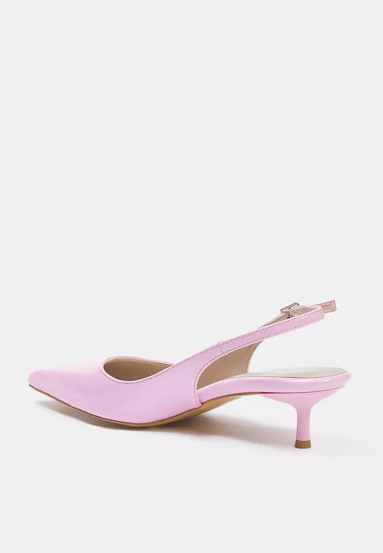 Pink Patent Leather Pointed Toe Kitten Heels Women Classic Heels Shoes Takss25To00005