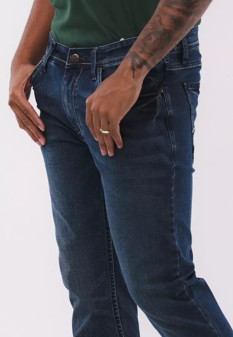 Denim Long Pants Slim Tapered Fit Stretch