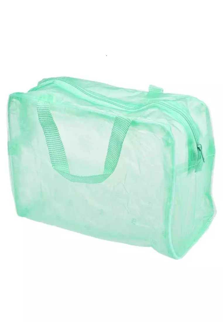 Erley Tas Perlengkapan Mandi Kosmetik Make Up Motif Floral Waterproof  Material PVC ORIGINAL - Green