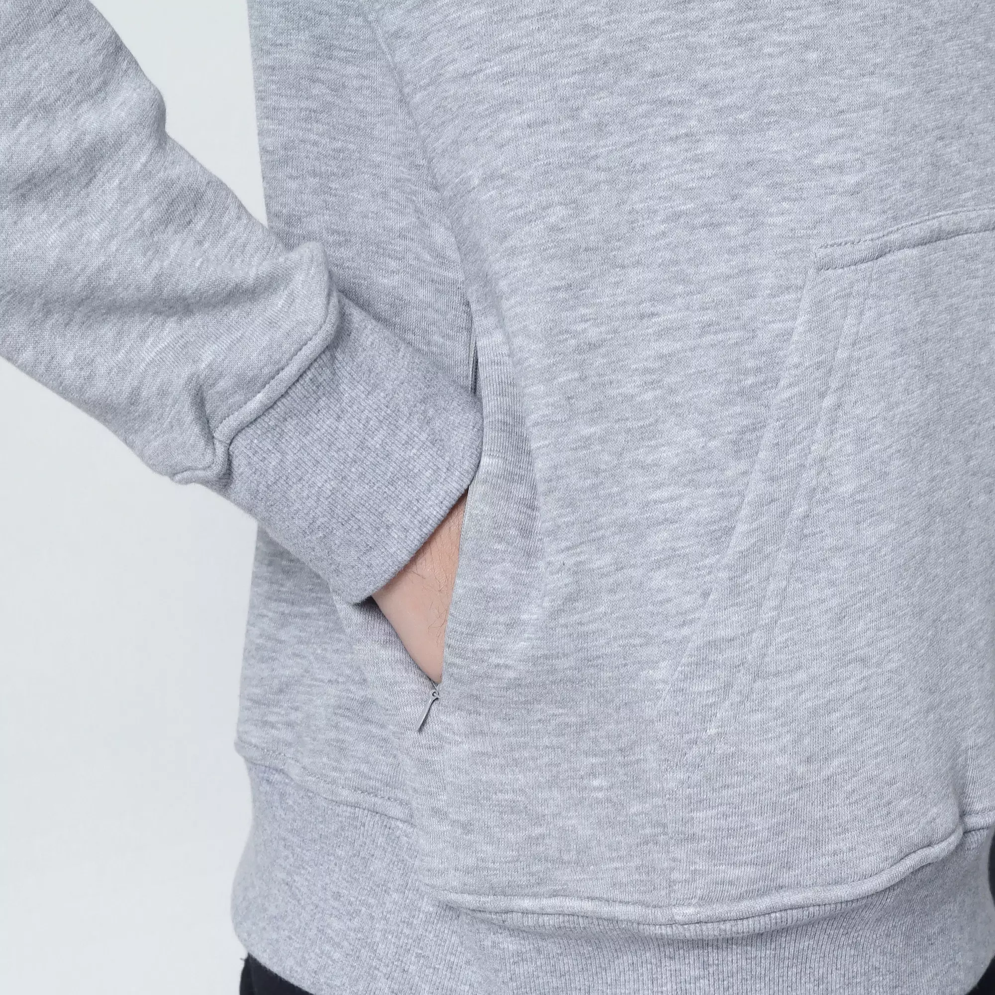 Cotton Well Cozzie Hoodie Sweatshirt with Hidden Pocket Grey | Jaket Pullover Fleece dengan Kantong Tersembunyi Abu