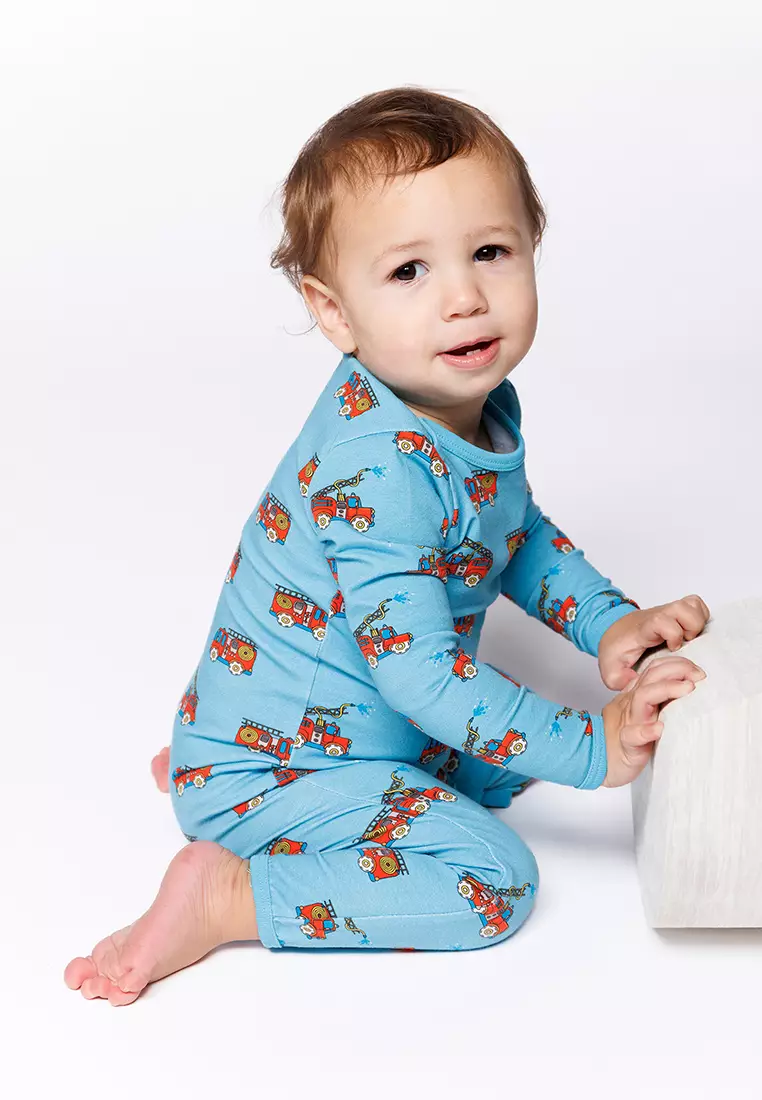Elstar long-sleeved baby suit with fire truck