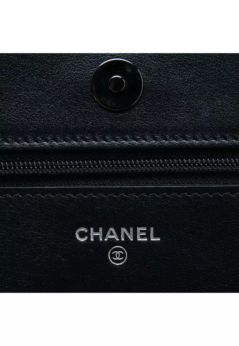 Pre-Loved Chanel Quilted Aged Calfskin So Black Gabrielle Wallet On Chain