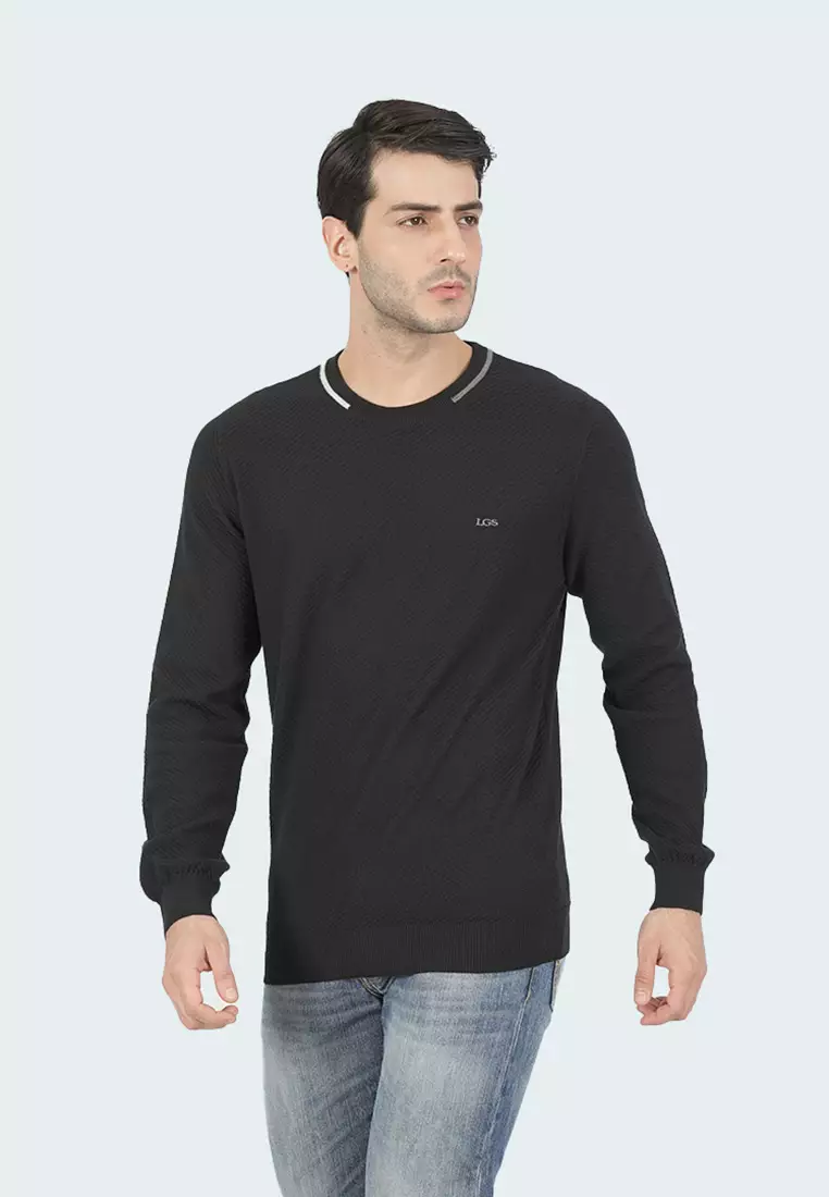 LGS - Sweater Casual Pria - Lengan Panjang - Motif Polos - Warna Hitam - CST.260.D068.33.C-L/S