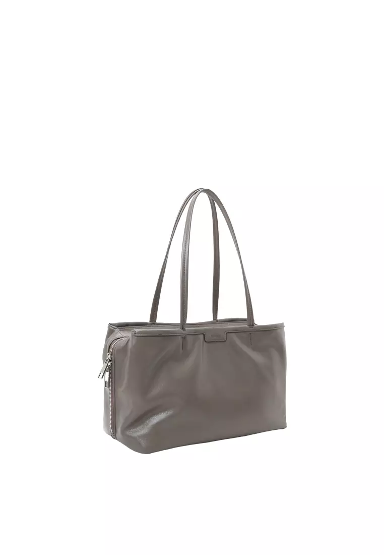 TONA East-West Boston Shoulder Tote Bag II - Warm Grey