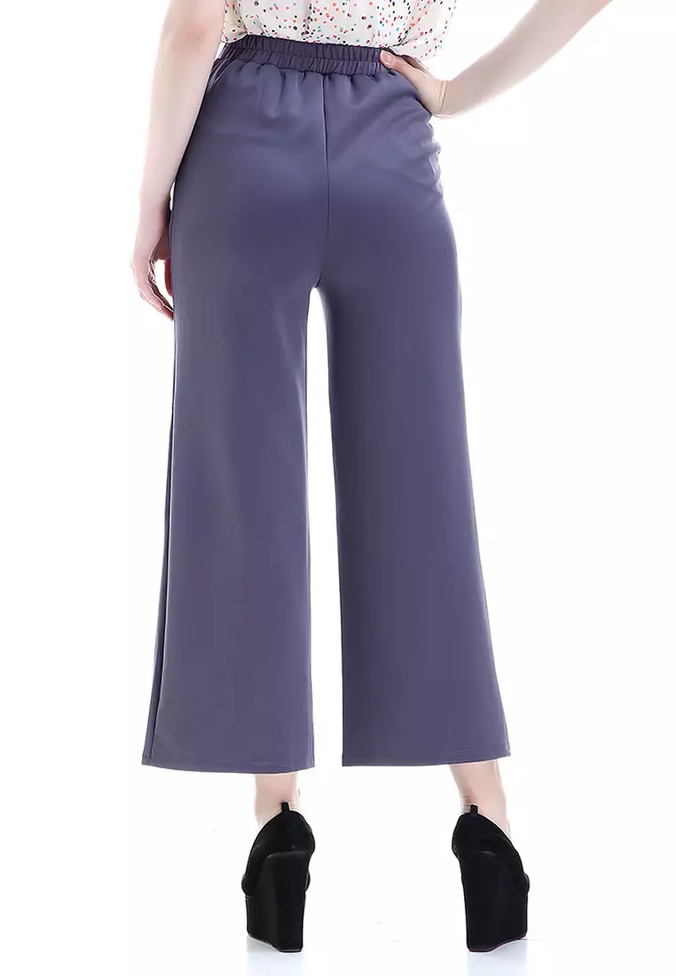 Xana Celana Kulot Bawahan Wanita Motif Solid Design Simple Woman - Grey