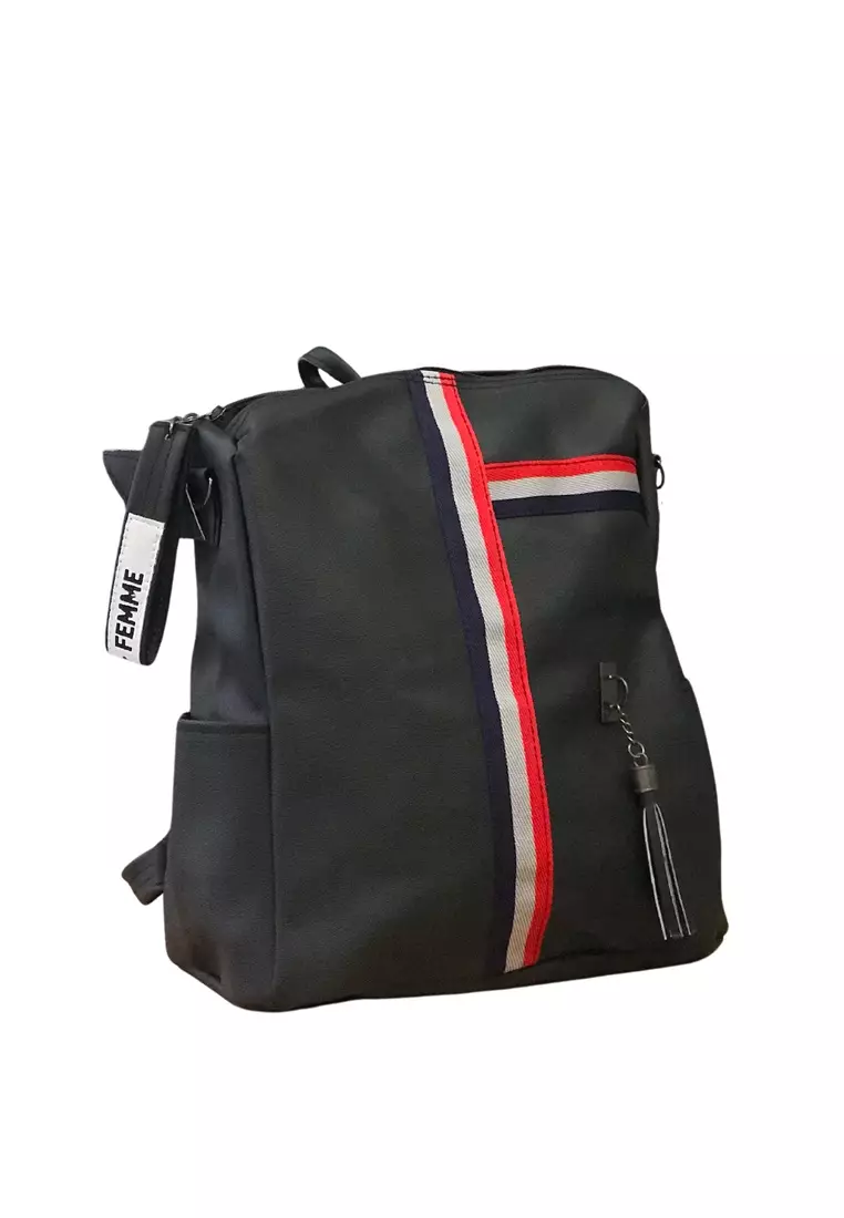 Cellyn Tas Ransel Casual Wanita Model Vintage Retro 2 Way Backpack Material Leather Kulit ORIGINAL - Black