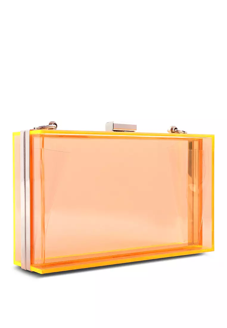 Neon orange best sale clutch bag