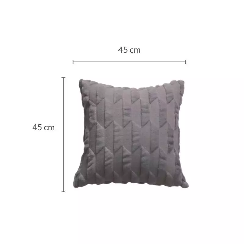 Geometric Embossed Plush Cushion Cover (Brown)