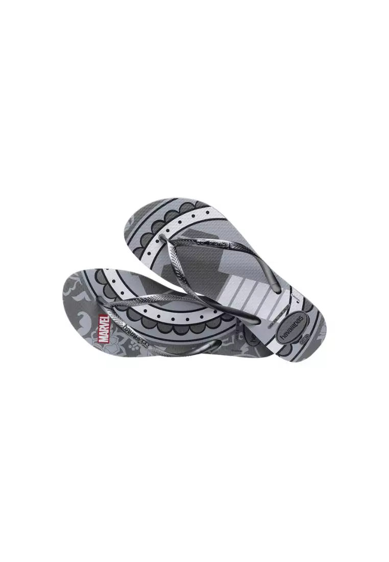 Kids Marvel Flip Flops - Steel Gray