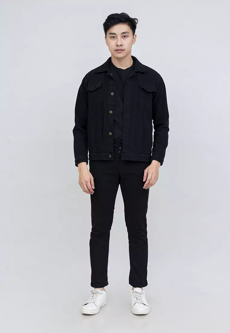 houseofcuff jaket jeans denim hitam tebal pria unisex tokyo