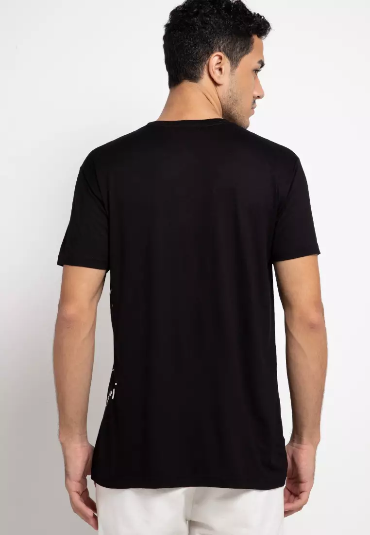 NT226 circle logo waist T-shirt anti kusut Hitam