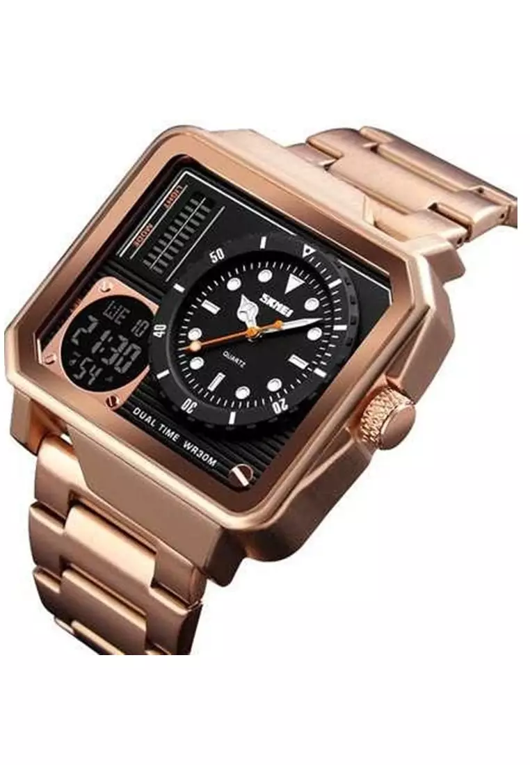 Jam Tangan Casual Analog Digital Modern Pria Strap Tali Material Stainless Steel YT12 ORIGINAL