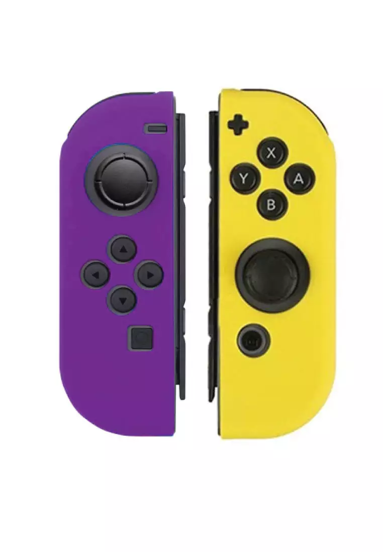 FREE 4 thumb grip Joy con Silicone Rubber Skin Case Cover for Nintendo Switch joycon Controller Protection Sleeve Case Purple Yellow