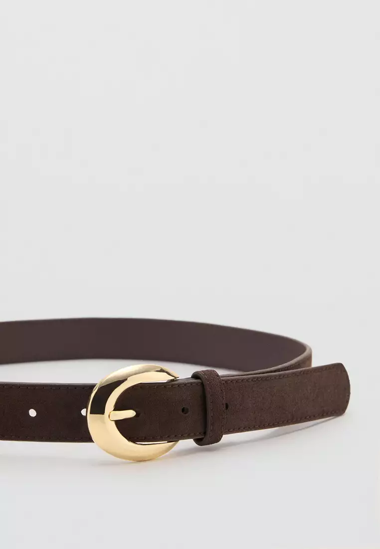 Leather Belt With Oval Buckle