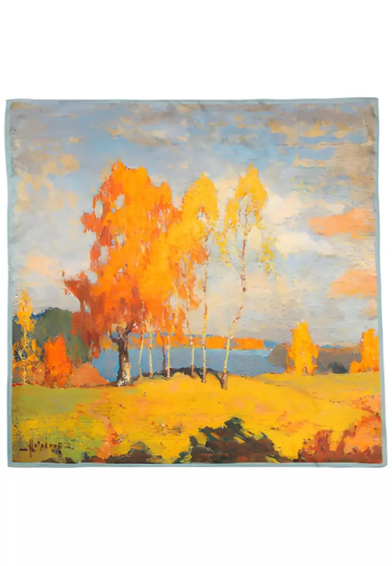 Luxury Silk Ladies' Large Scarf, Sun-Proof Crepe Satin, Premium Souvenir.