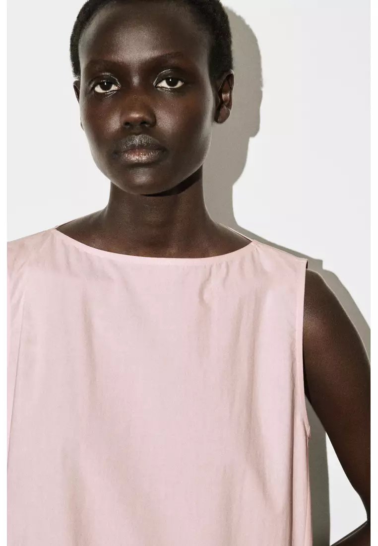 DROPPED-HEM COTTON MIDI DRESS