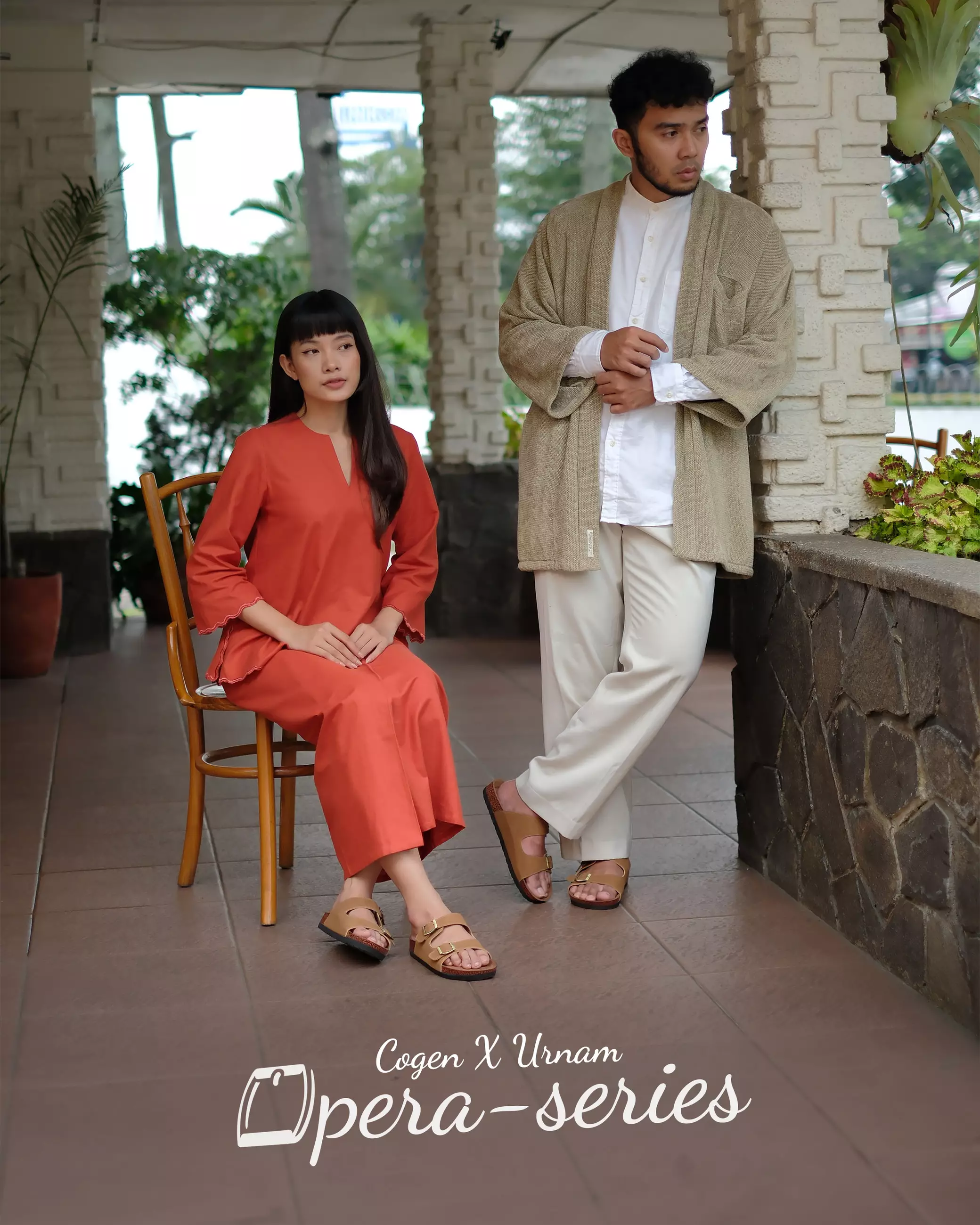 Urnam Sendal Flat Wanita Kasual Anti Slip Nyaman - Tan