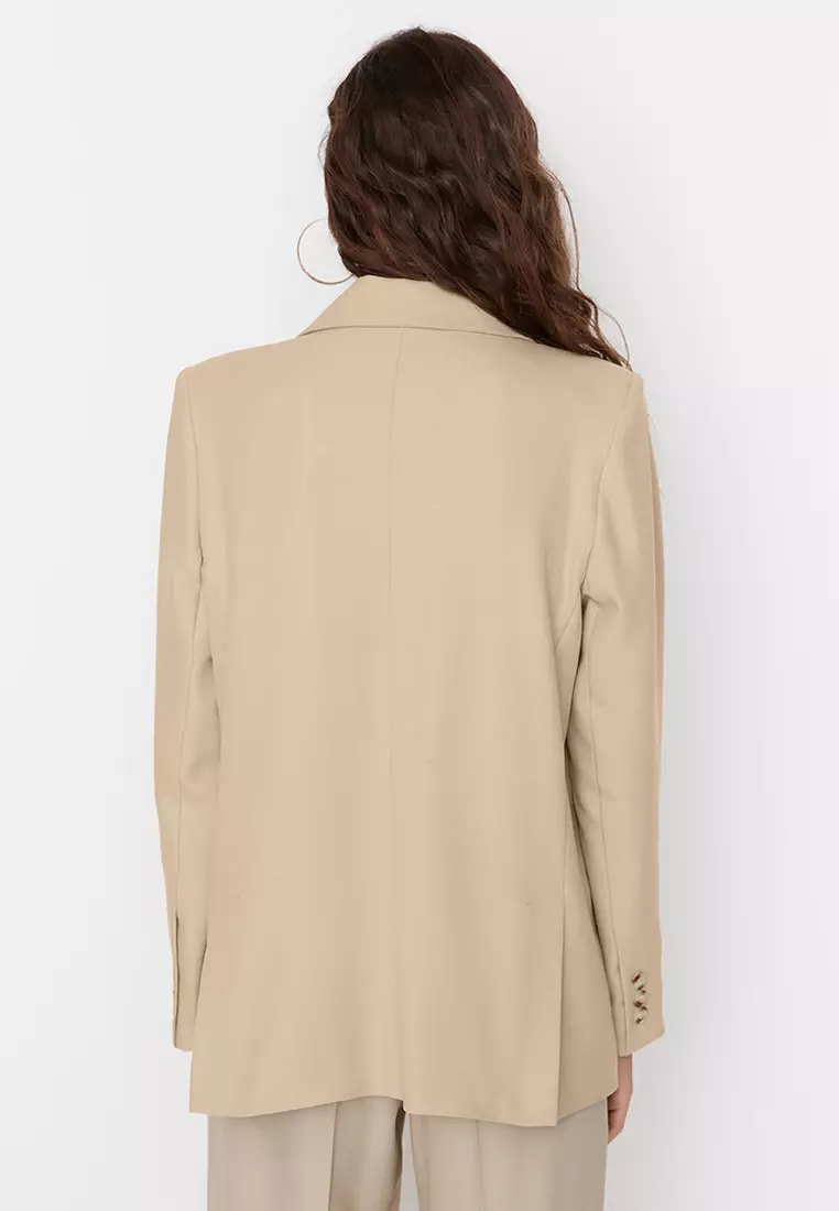 Limited Edition Mink Regular Lined Woven Blazer Jacket