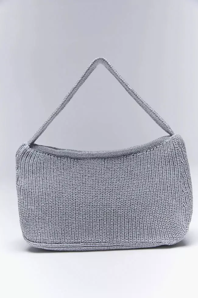 GW Preppy Knit Shoulder Bag - Silver