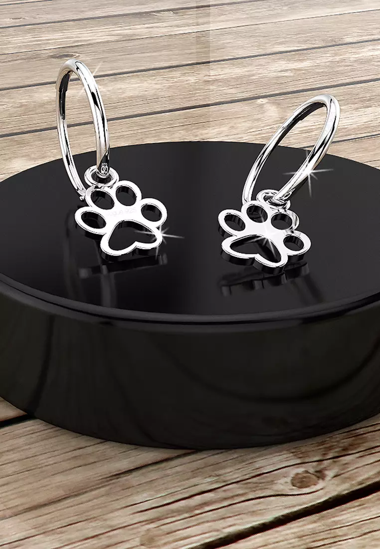 Mini Puppy Paw Print Hoop Earrings