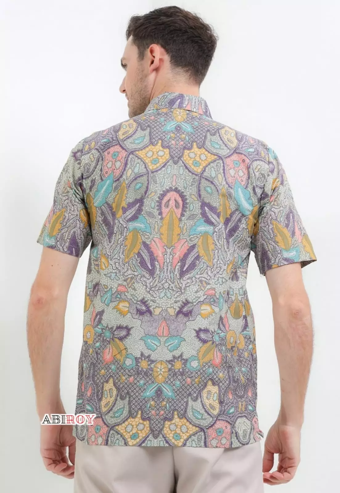 Cempraka Ungu Kemeja Batik Pria Premium Slimfit Lengan Pendek NLN