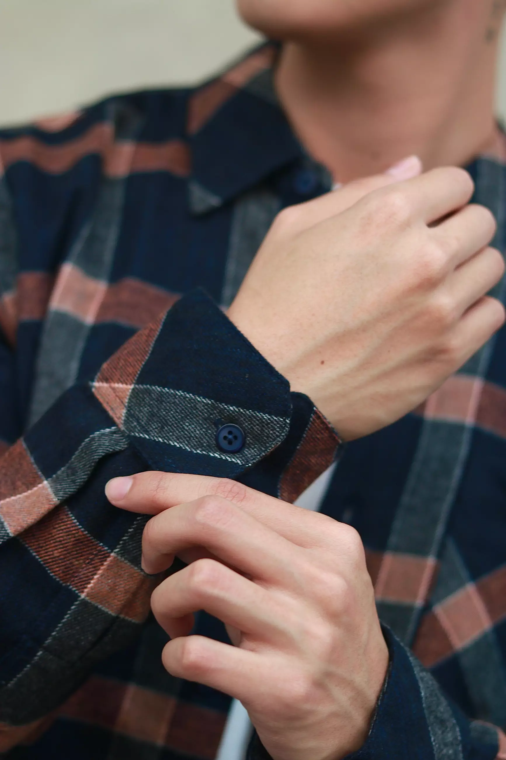 Kale Kenley Brown/Kemeja Flanel Pria Lengan Panjang