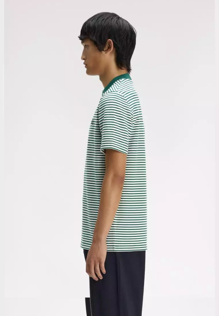 Fred Perry M6581 Fine Stripe Heavy Weight T-Shirt (Sport Green)