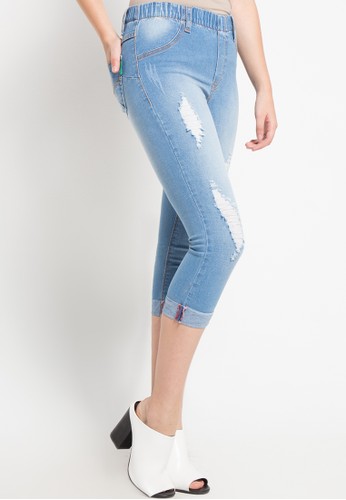 SYDNEY Cropped Stocking Jeans with Destroy