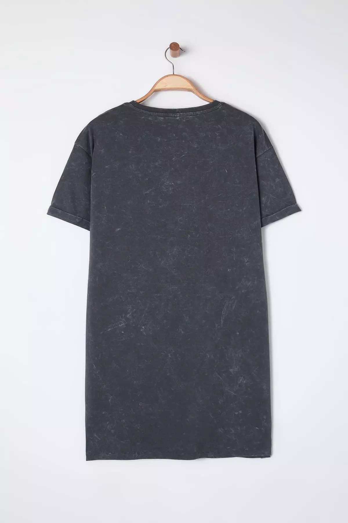 Crew Neck Washed Knit Plus Size T-Shirt Dress