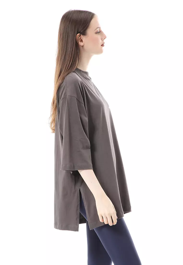 Wina Kaos Atasan Wanita Polos Basic Oversize- Dark Grey
