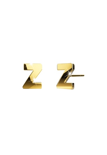 Bullion Gold 金色 BULLION GOLD Dainty Alphabet Letter Earring Gold Layered Steel Jewellery - Z DADDDAC985D8C7GS_1