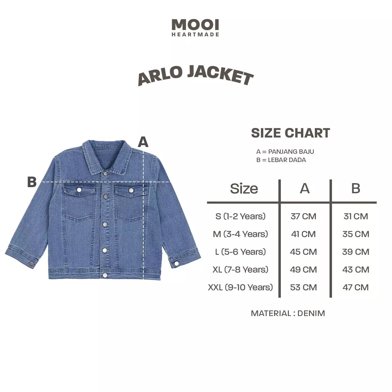 Mooi Jaket Jeans Anak Arlo Denim Jacket - Light Blue
