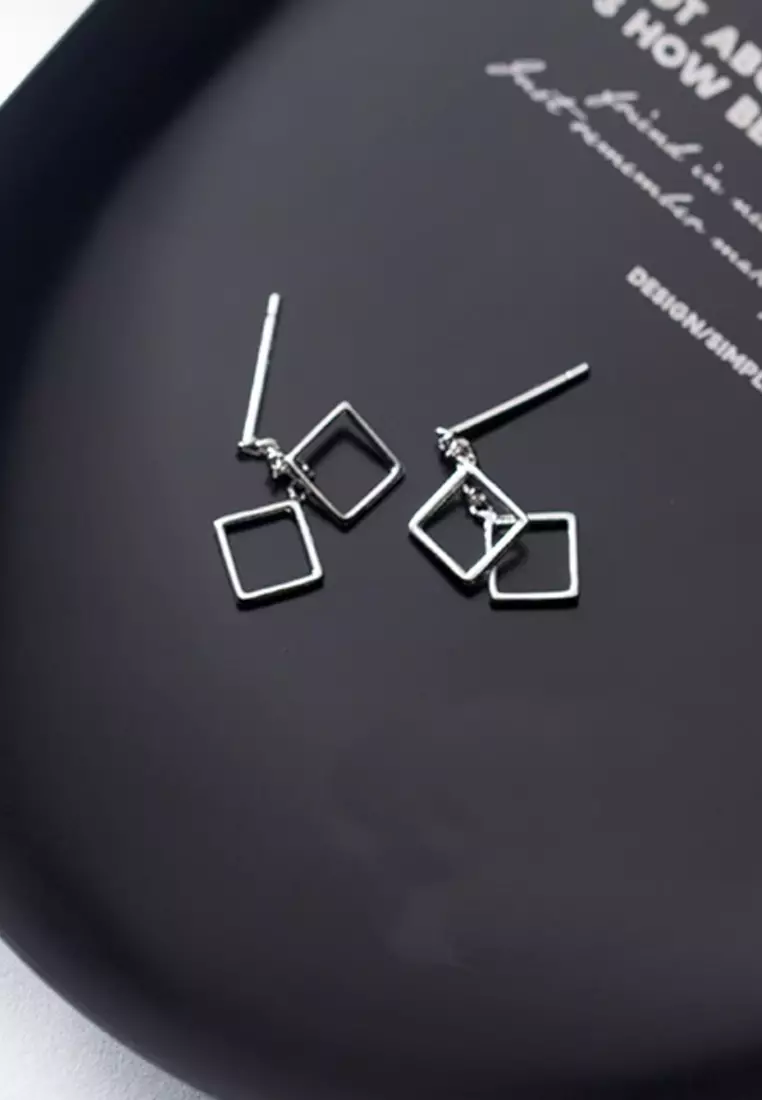 925 Silver Geometric Drop Earrings JW AR-G1488