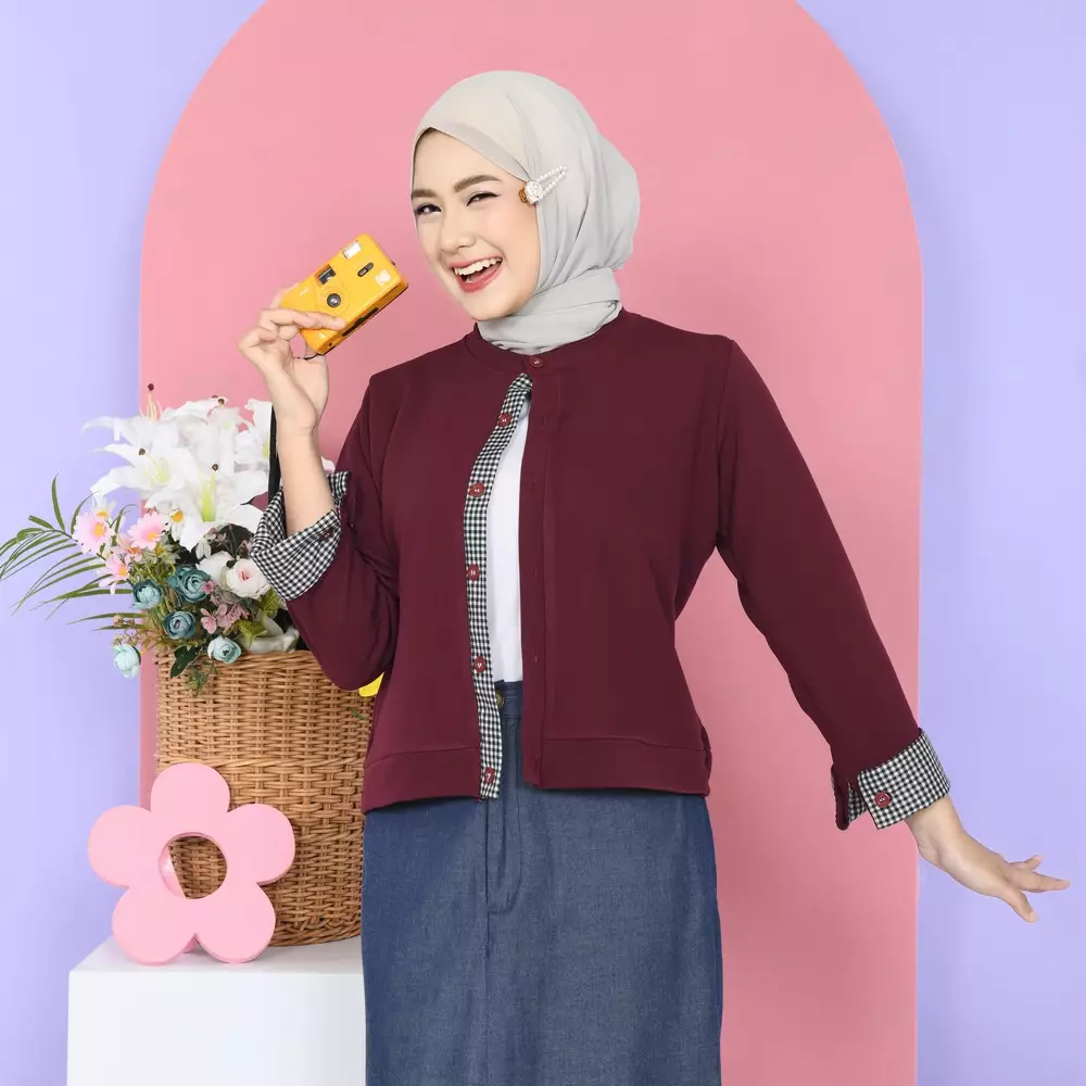 Listy Cardigan Knit - Burgundy M19624 R34S1