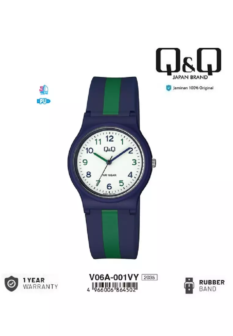 Q&Q QNQ QQ Original Watch Jam Tangan Wanita Tali Karet Water Resist V06 V06A V06A-001VY