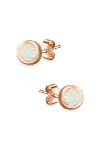Aquae Jewels Earrings My BirthStone, 18K Gold - Rose Gold,Opal A71F4AC7B57BF5GS_1