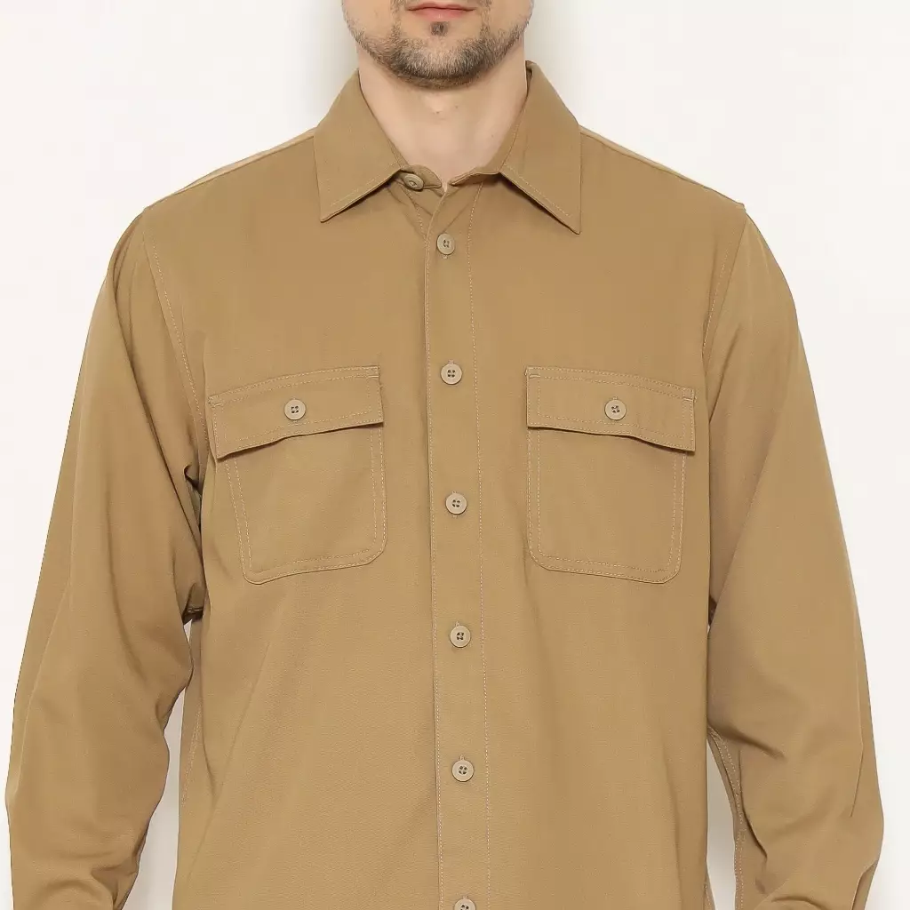 AMK Kemeja Polos Oversize Lengan Panjang SHS GIANT L/S Khaki