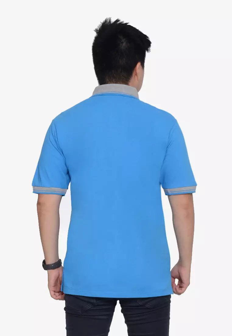 Andre Michel Kaos Polo Shirt Lengan Pendek Kerah Abu Biru Turkis 933-64