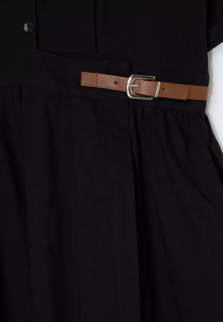 Black Poplin Woven Large Size Dress