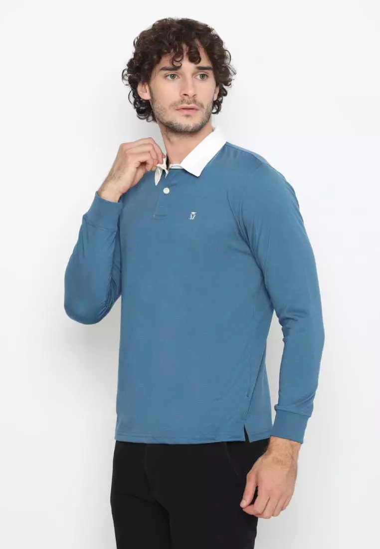 Matsuda Kaos Rugby Polo Shirt Pria Lengan Panjang Fujidera