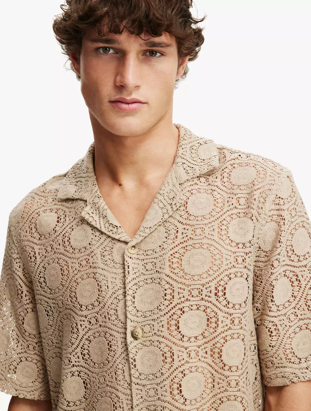 Cotton On - SHIRTS - Box Fit Short Sleeve Shirt - TAUPE LACE