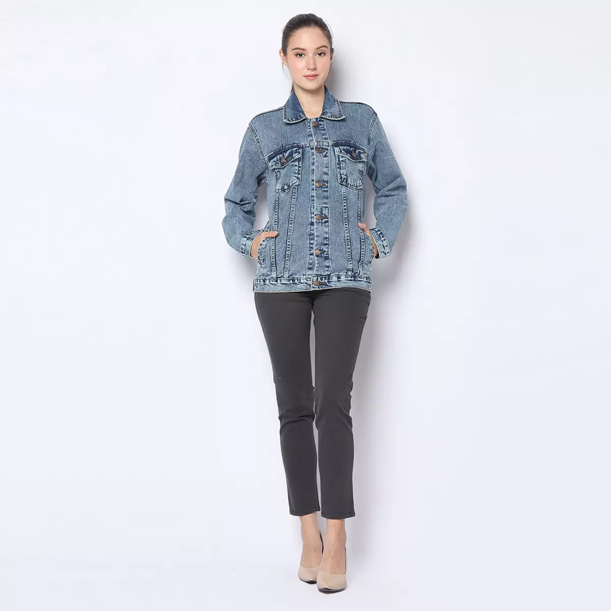 Bundling Fortune Celana Panjang Wanita Chinos Slim Fit Tebal Melar Soft Grey & Navy