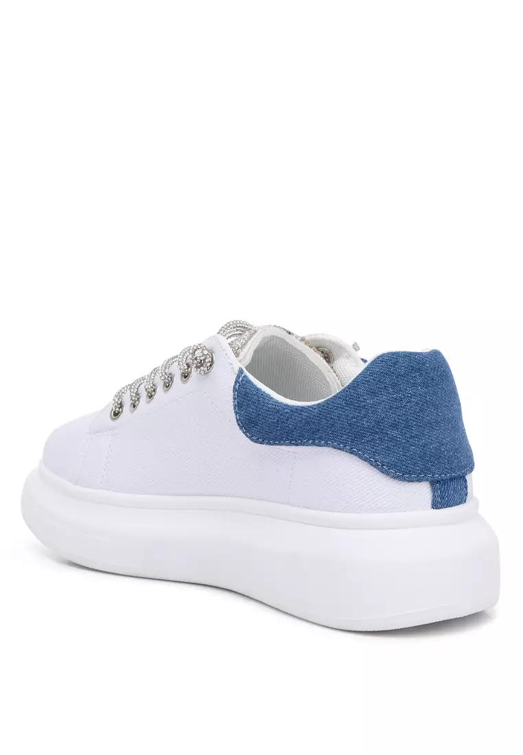 Buy London Rag White Rhinestone Laced Sneakers 2026 Online | ZALORA ...