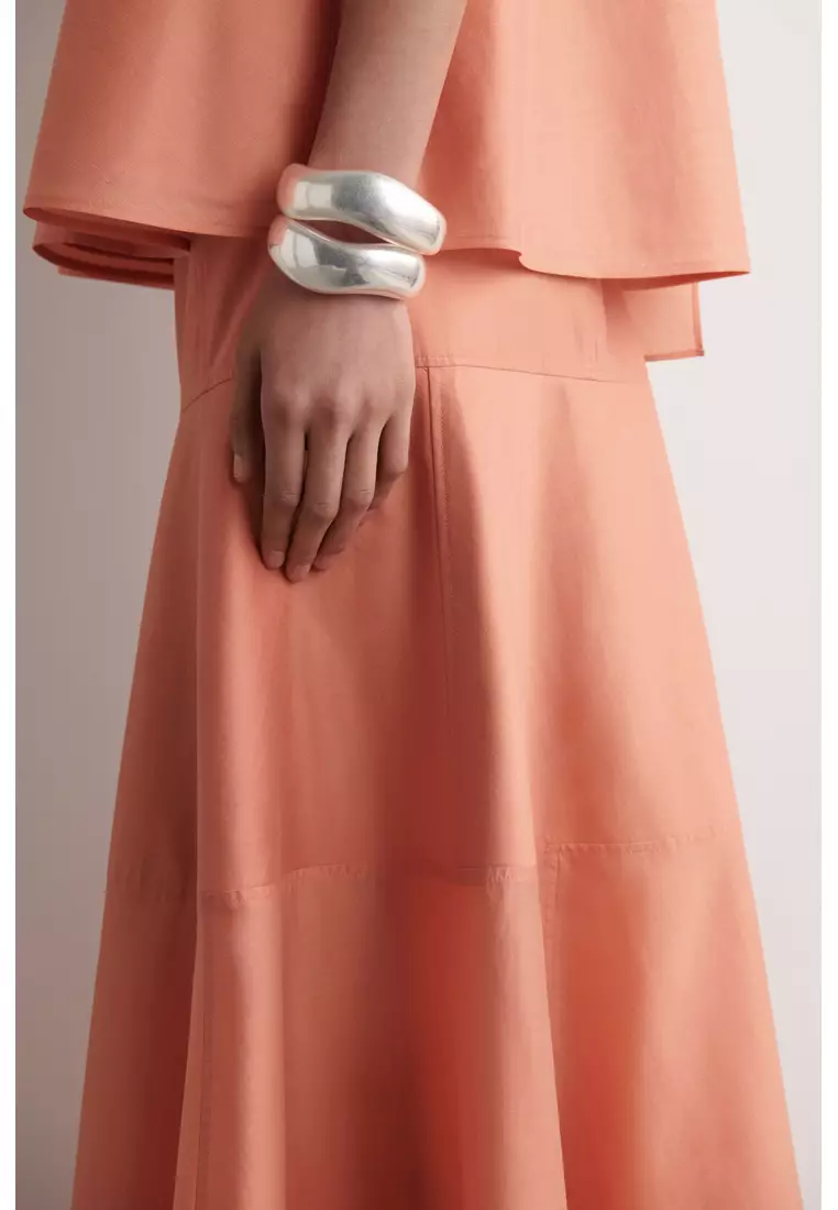PANELLED A-LINE MIDI SKIRT
