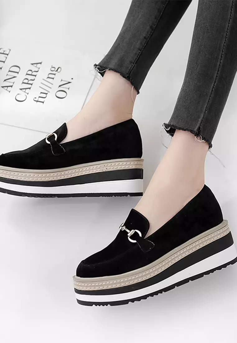 British Style Ferrule Round Toe Flatform Shoes LW1837