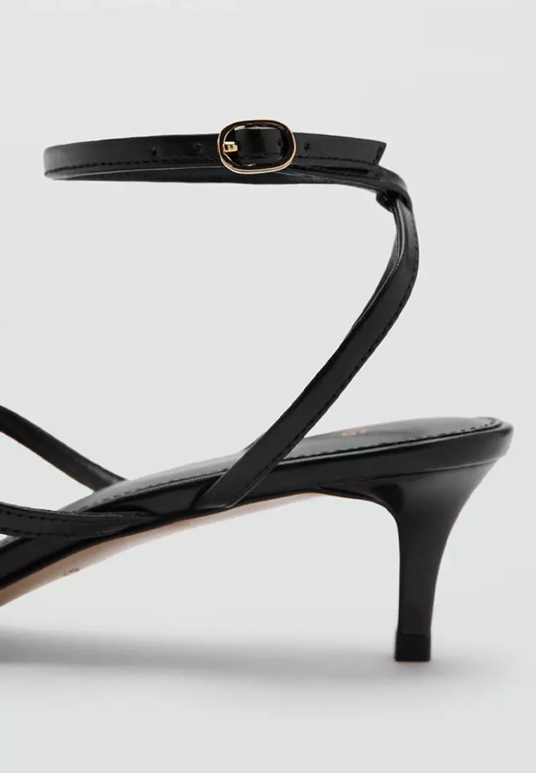 Heeled Sandals with Metallic Bead Straps