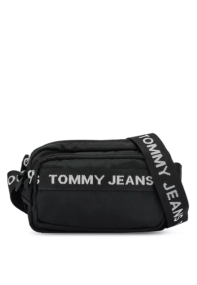 Calvin Klein Jeans double zip camera bag logo taping in black
