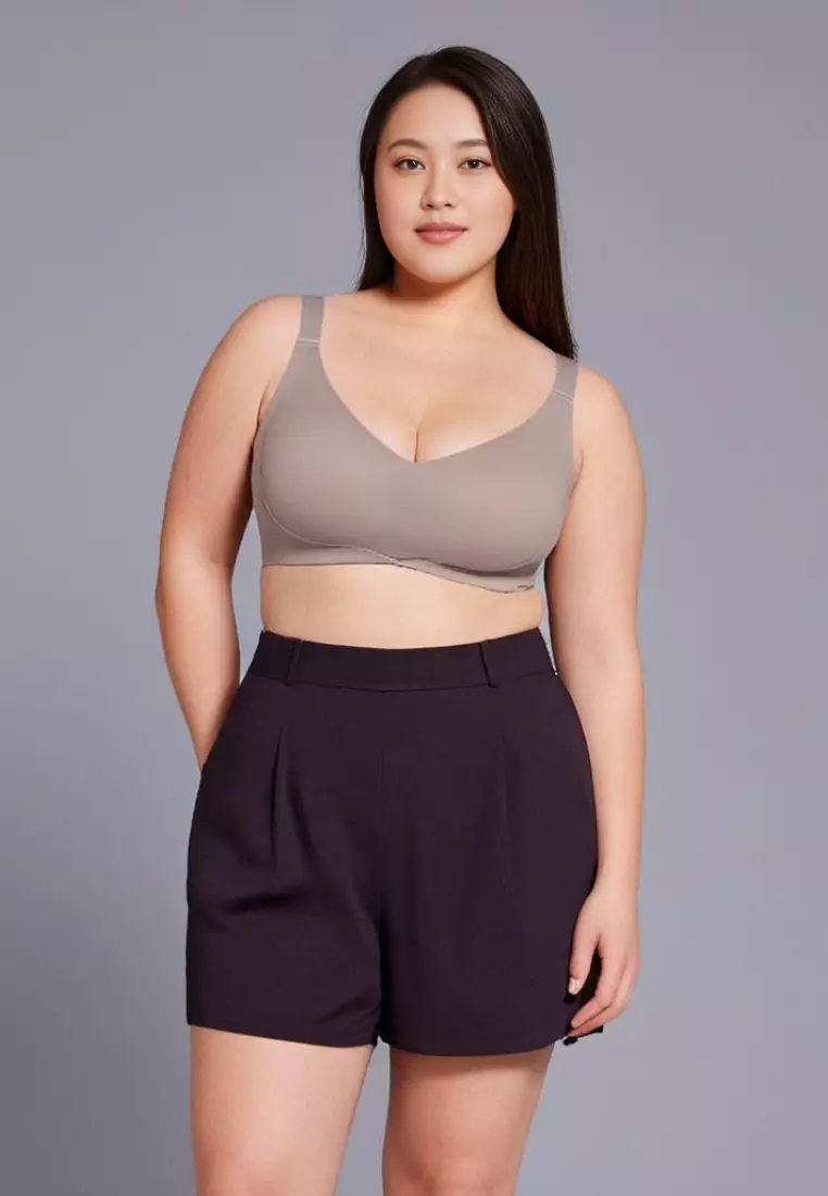 Premium Mirabel Plus Size Seamless Wireless Support Bra in Brown