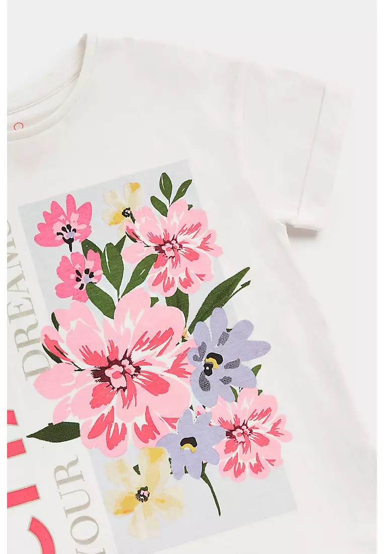 Mothercare White Flower T-Shirt